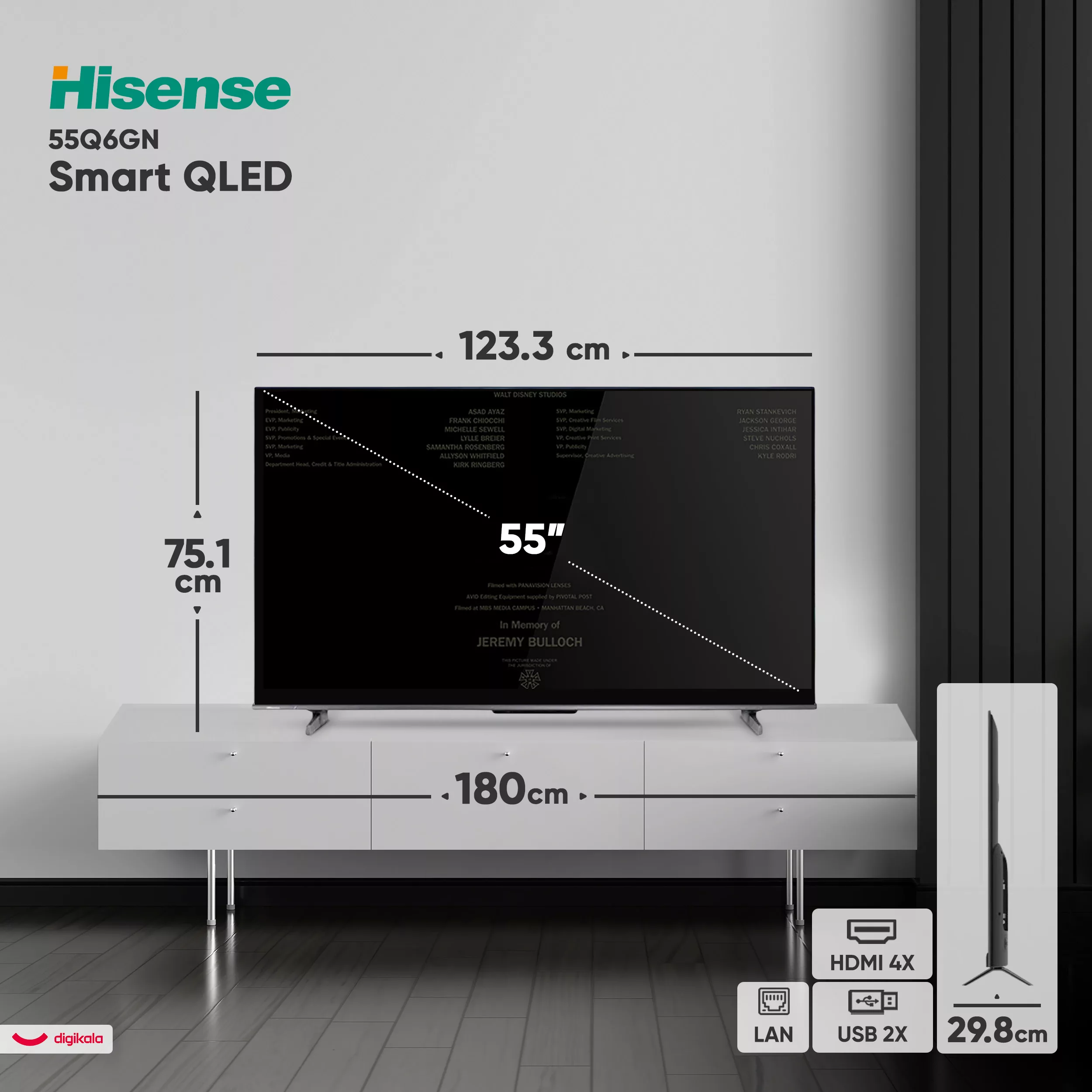 تلویزیون 55 اینچ کیو ال ای دی هوشمند هایسنس مدل 55Q6GN
