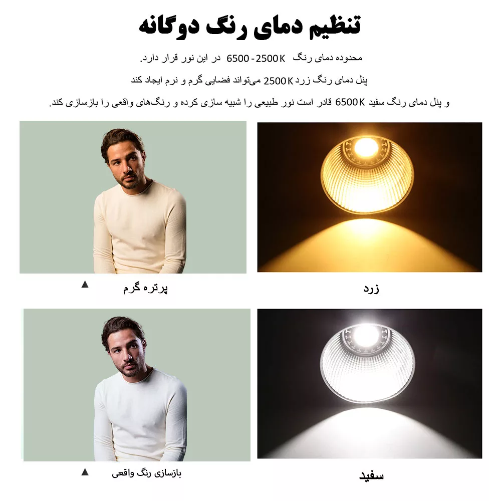 نور ثابت ال ای دی پلوز مدل COB Dual Color