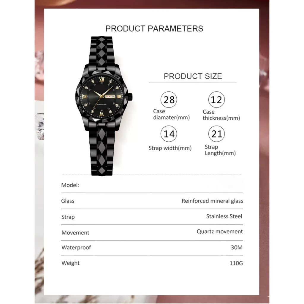 ساعت مچی عقربه‌ای زنانه مدل کوارتز کلاسیک دی دیت بند استیل طرح تراش الماسی کد C1.9