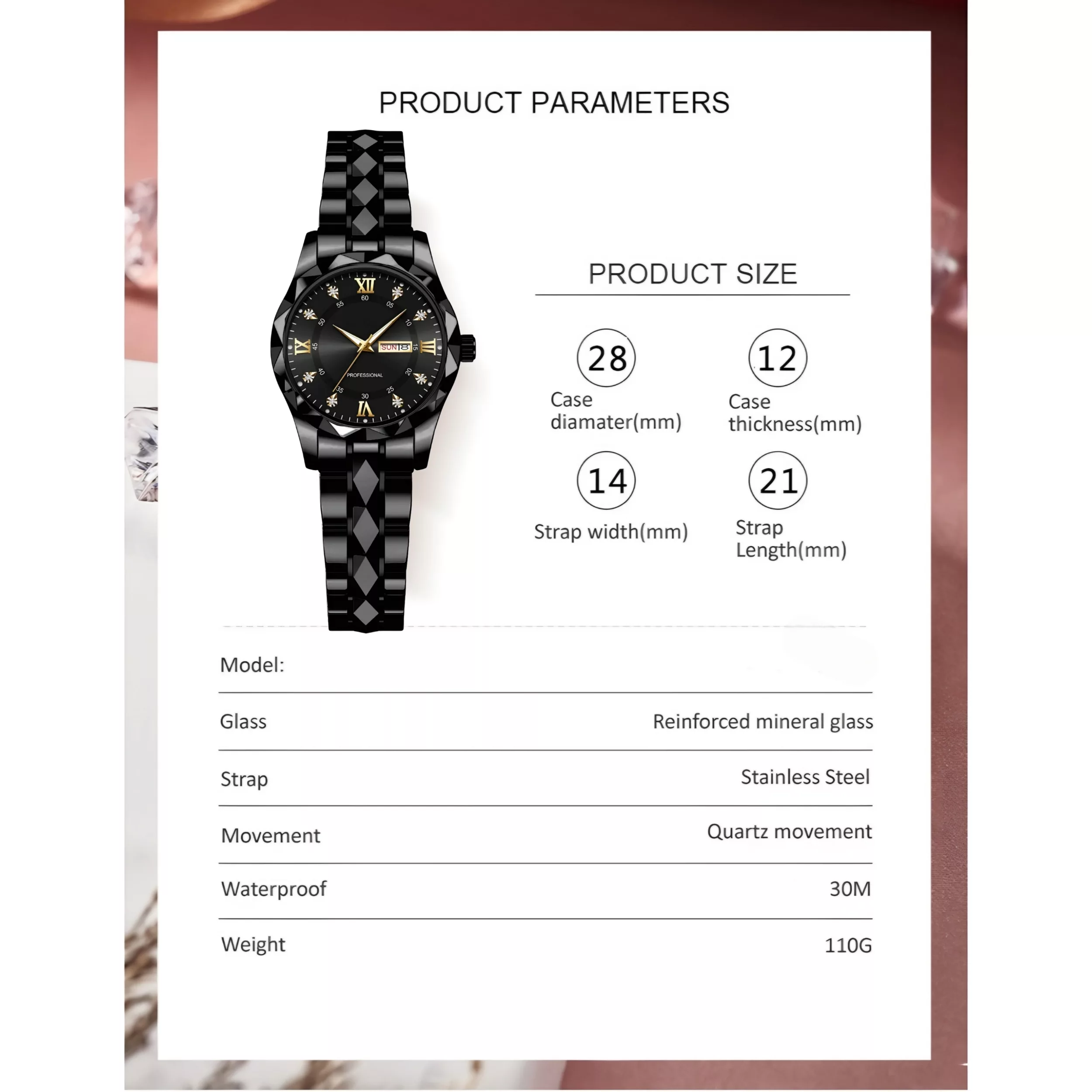 ساعت مچی عقربه‌ای زنانه مدل کوارتز کلاسیک دی دیت بند استیل طرح تراش الماسی کد C1.9