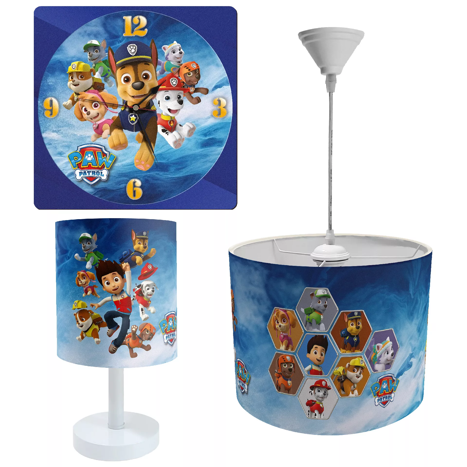 لوستر و آباژور کودک طرح سگ های نگهبان مدل LBR-SET-019 به همراه ساعت