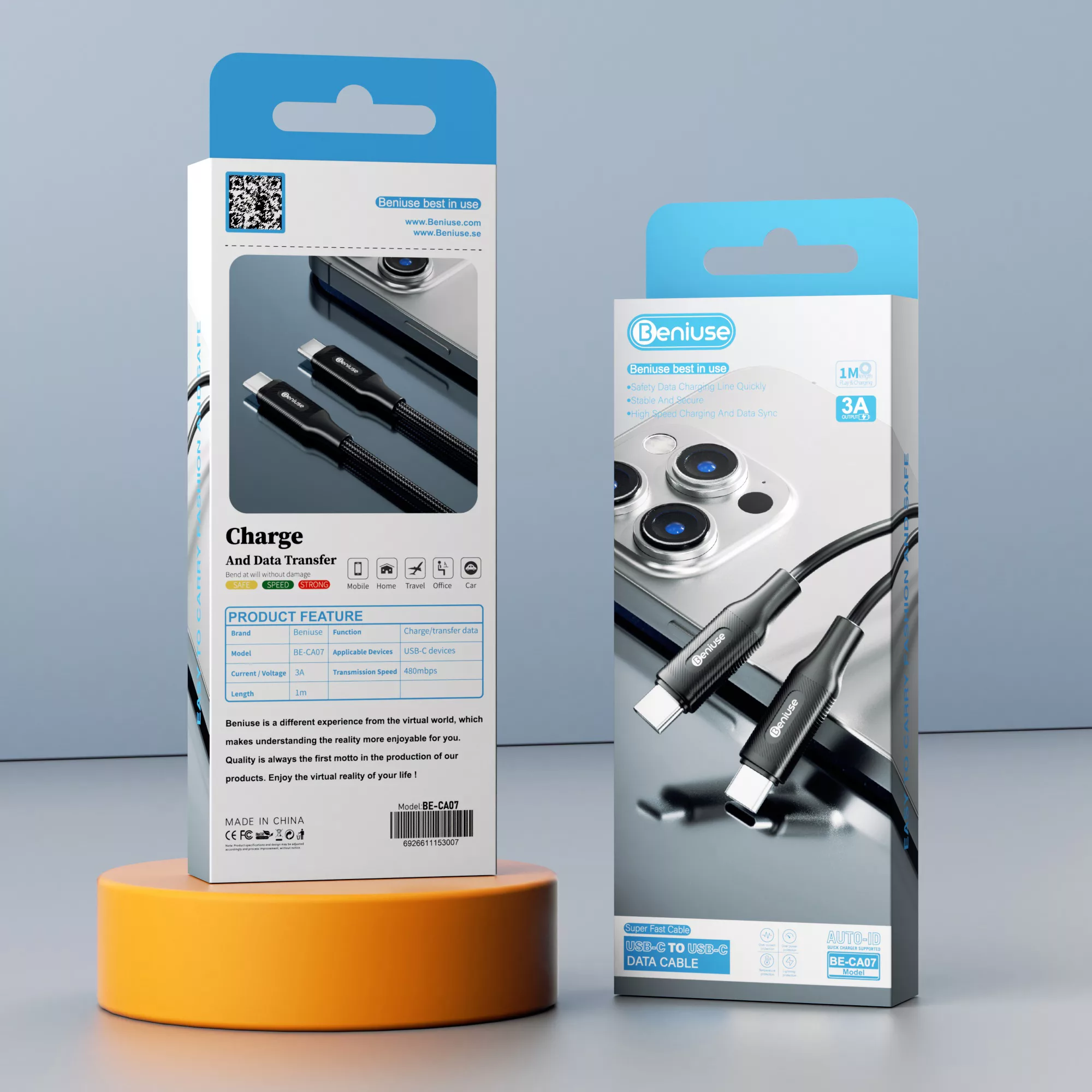 کابل USB-C بنیوس مدل BE-CA07 طول 1متر