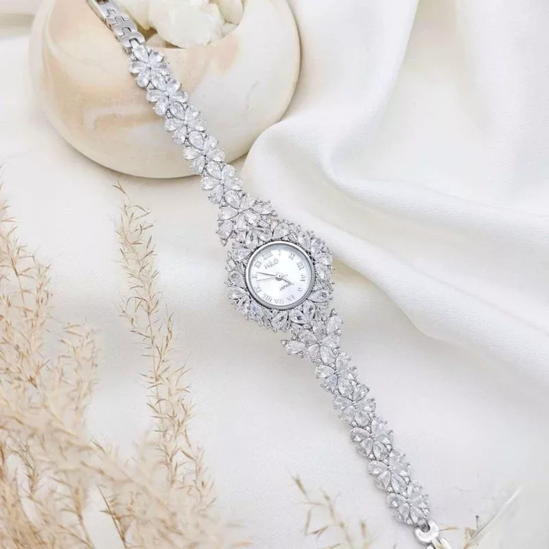 ساعت مچی عقربه‌ای زنانه مدل نقره فلاور بی اس جی کد 00022