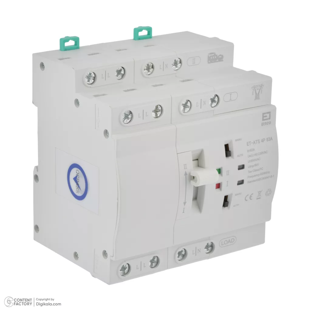 سوییچ انتقال خودکار اتکو مدل دوگانه قدرت سه فاز 63 آمپر کد ET-ATS-4P-63A
