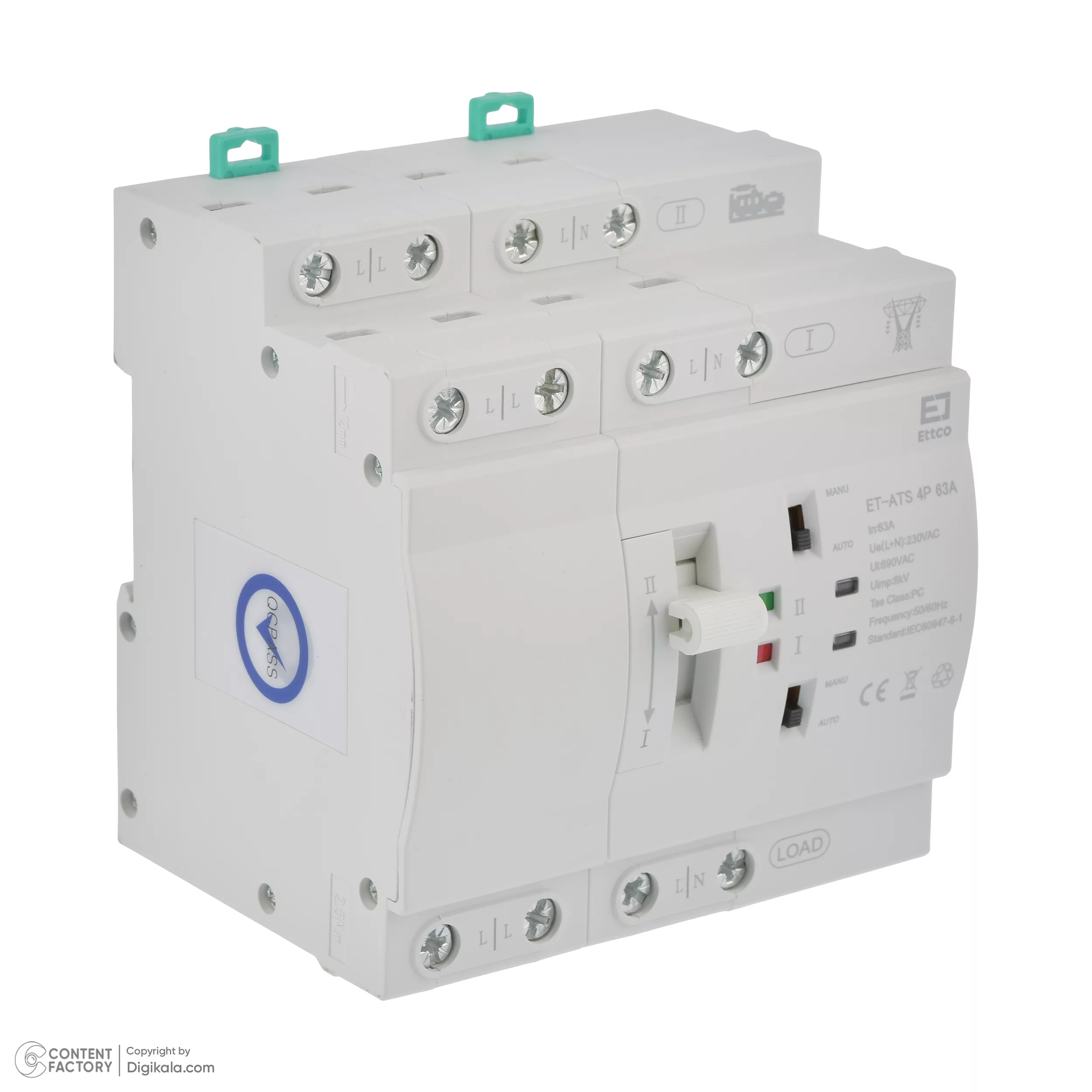 سوییچ انتقال خودکار اتکو مدل دوگانه قدرت سه فاز 63 آمپر کد ET-ATS-4P-63A