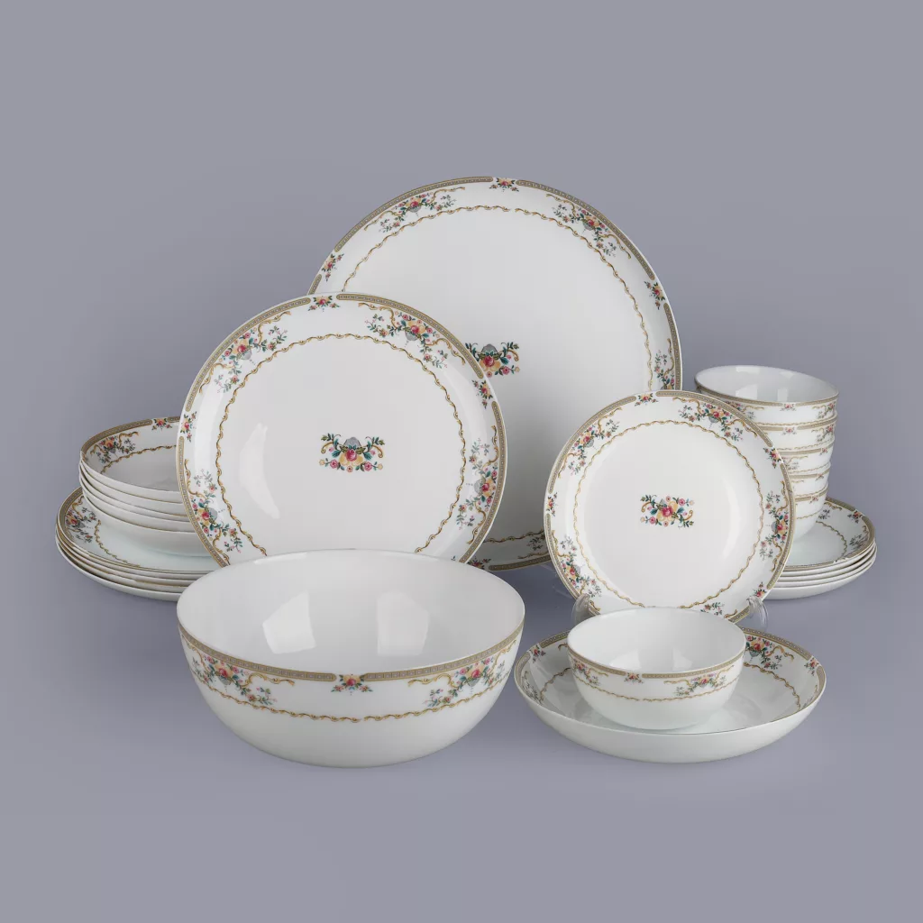 سرویس غذاخوری 26 پارچه 6 نفره گلدن اوپال مدل دیوالی طرح آنا