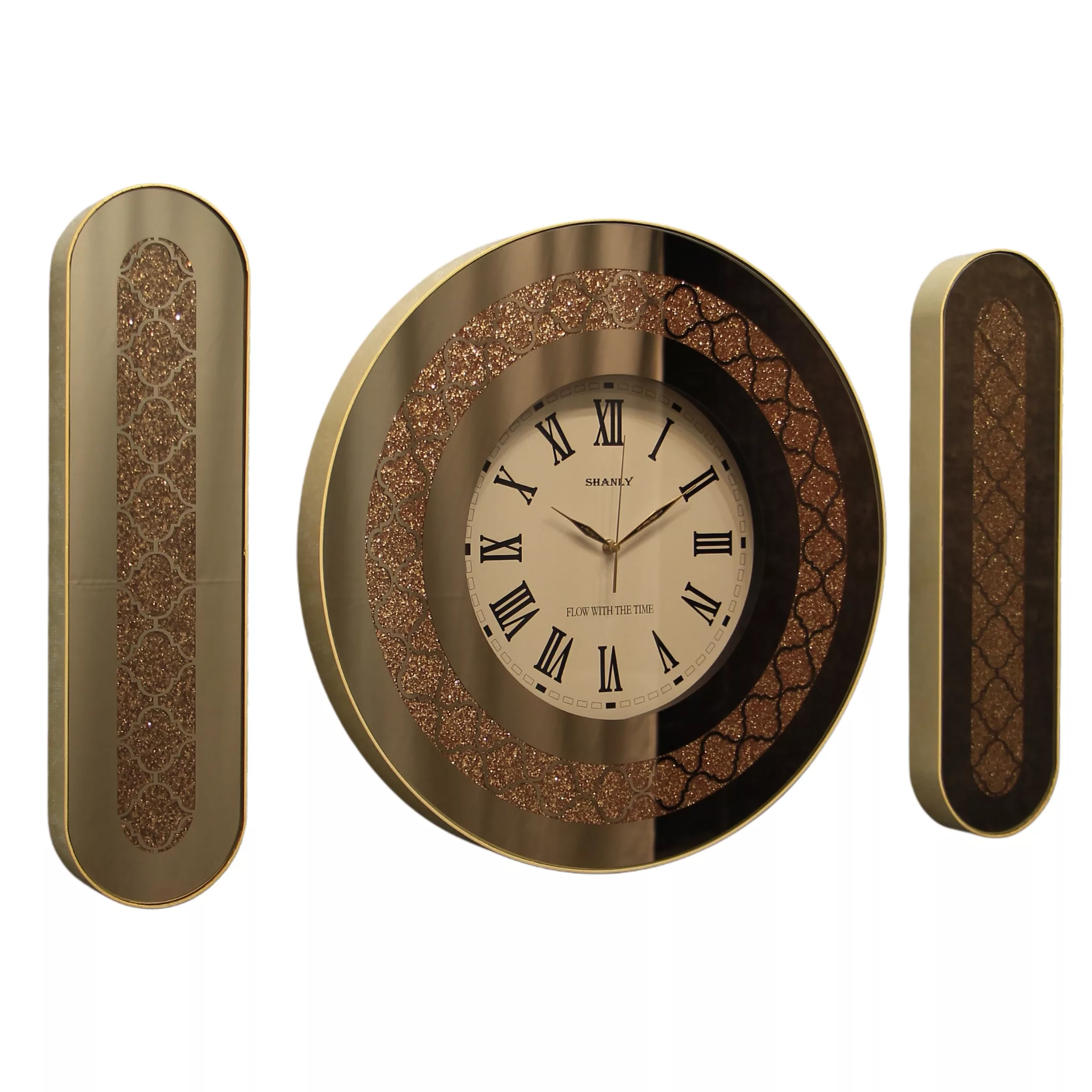 ساعت دیواری برند سانلی مدل آیینه ای کد 1303B به همراه تابلو آیینه