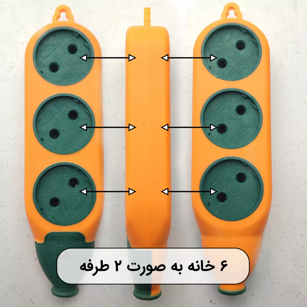 چندراهی برق 6 خانه مدل دو طرفه 3M کد 284