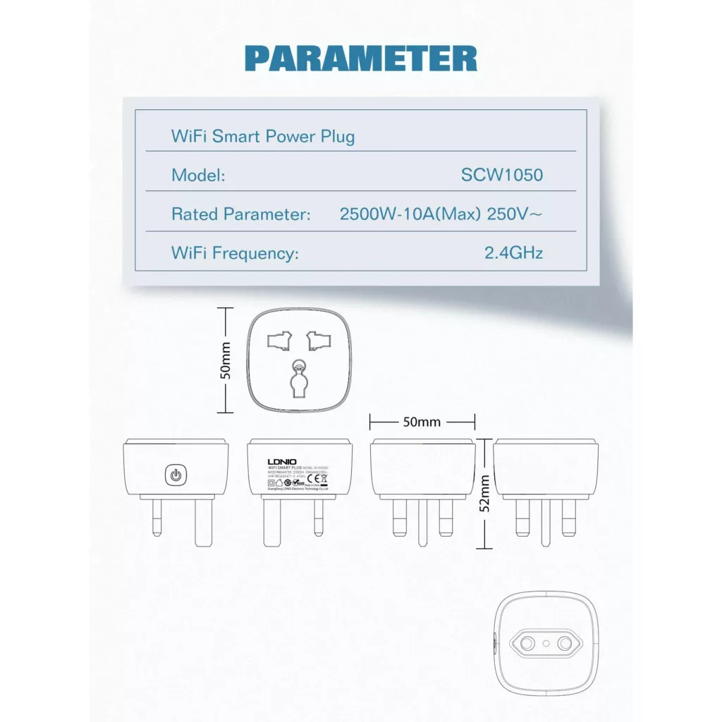 مبدل برق 3به2 هوشمند الدینیو مدل SCW1050