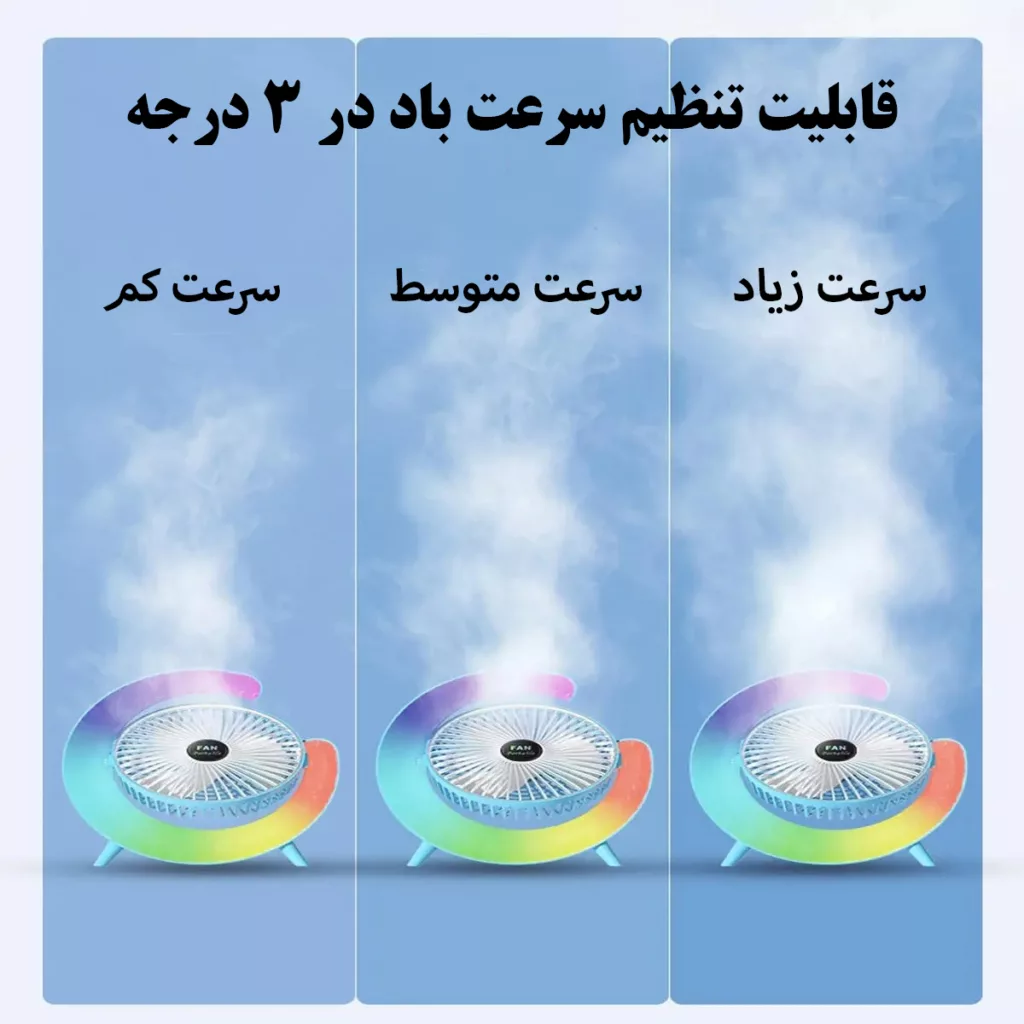 پنکه رومیزی مدل چراغ دار Colorful