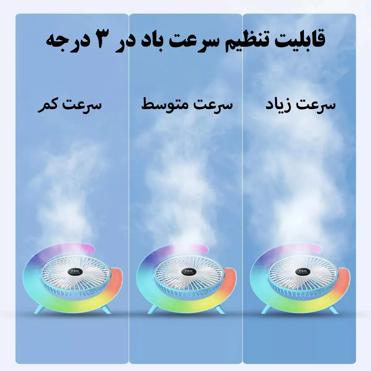 پنکه رومیزی مدل چراغ دار Colorful