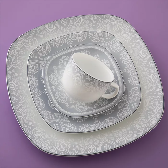 سرویس غذاخوری 27 پارچه 6 نفر چینی زرین ایران مدل کواترو ادلین درجه یک