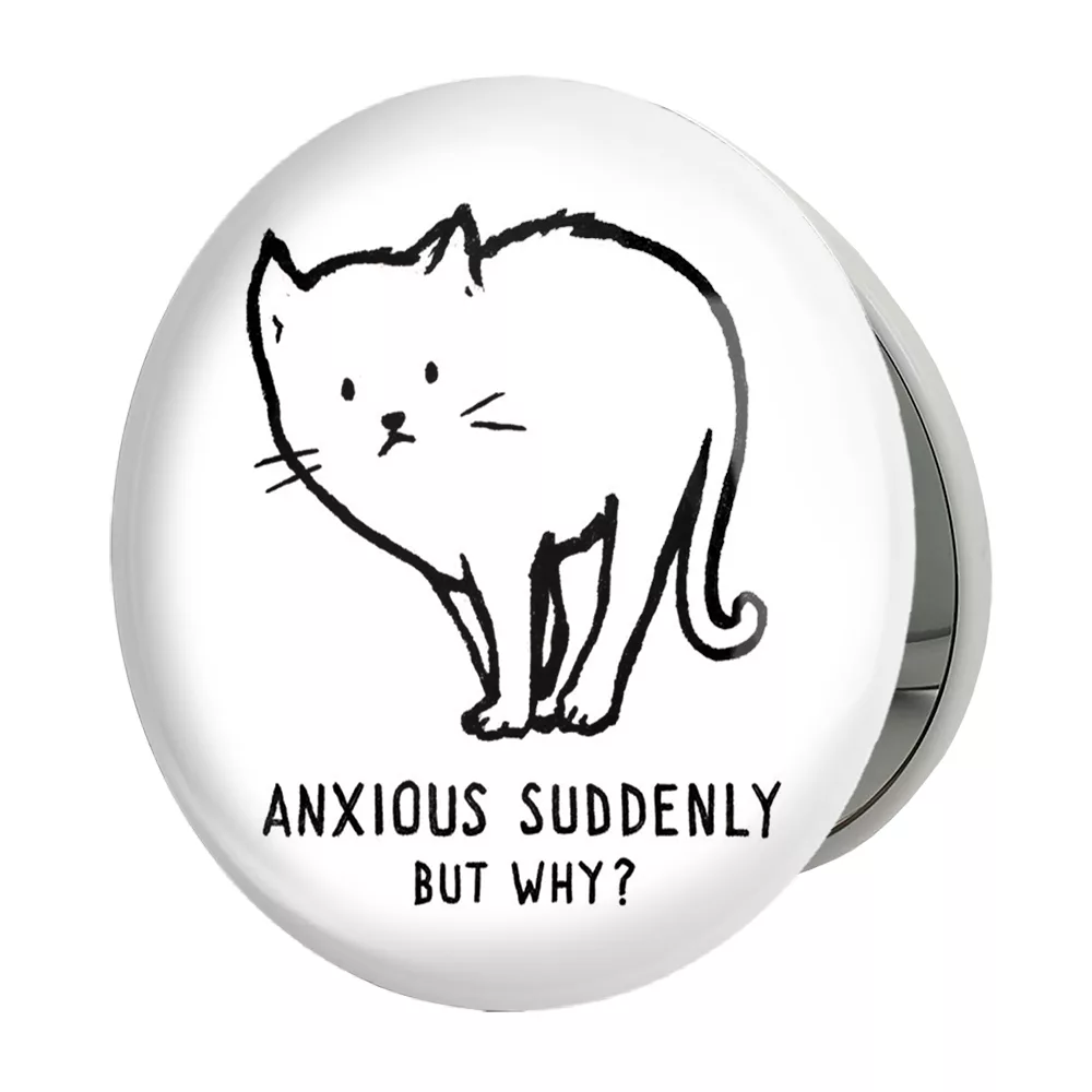 آینه جیبی خندالو طرح گربه مضطرب مدل تاشو کد 29317