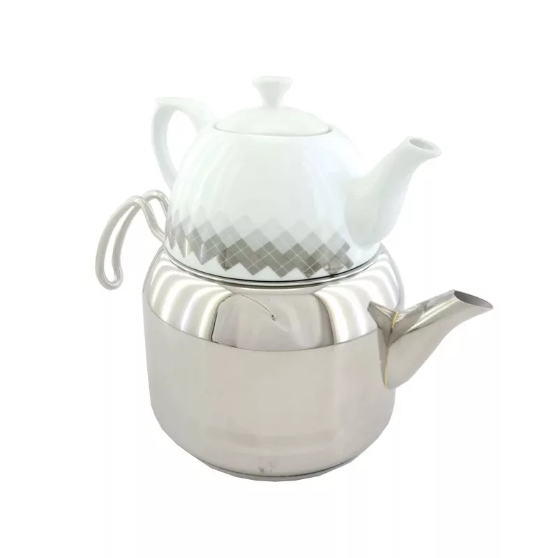 ست کتری و قوری دستیلوکس مدل لوله دار گنجایش کتری 3 لیتر گنجایش قوری 1 لیتر