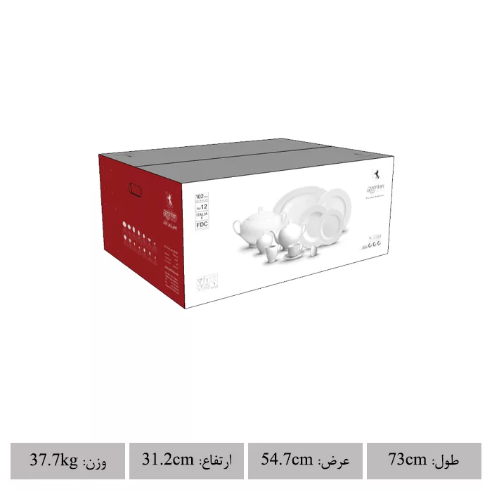 سرویس غذاخوری 102 پارچه 12 نفر چینی زرین ایران مدل Gift Top Grade