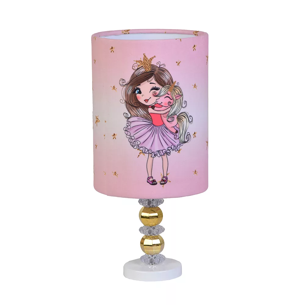 آباژور رومیزی کودک مدل دختر و اسب تک شاخ