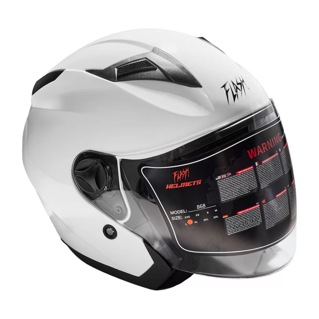 کلاه کاسکت بدون فک فلش مدل 868 glossy white