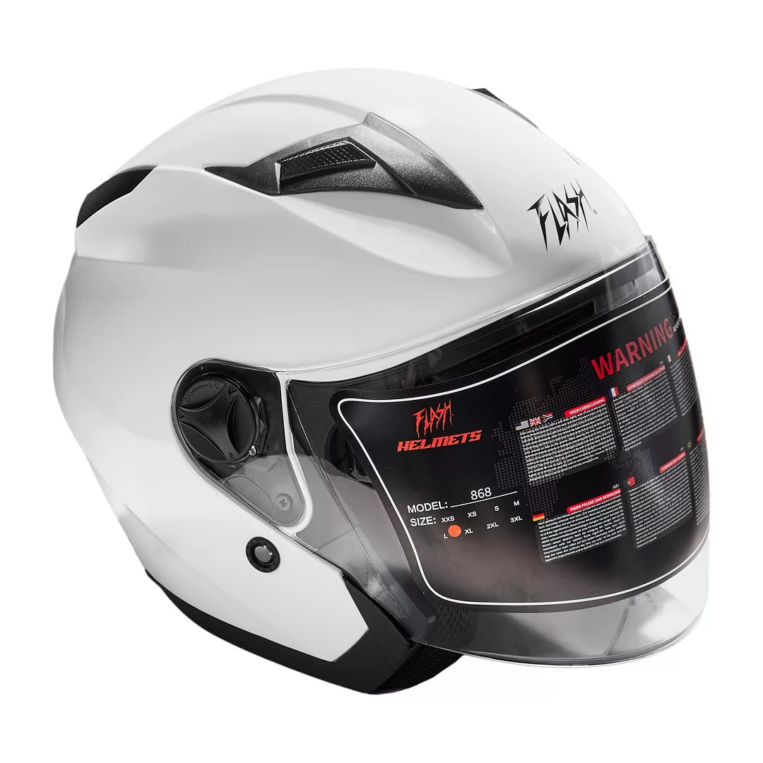 کلاه کاسکت بدون فک فلش مدل 868 glossy white