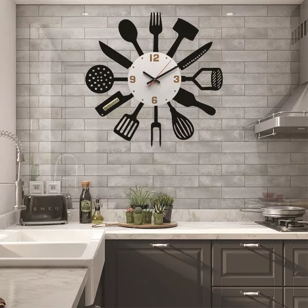 ساعت دیواری آذرلاکچری طرح آشپزخانه کد ash03