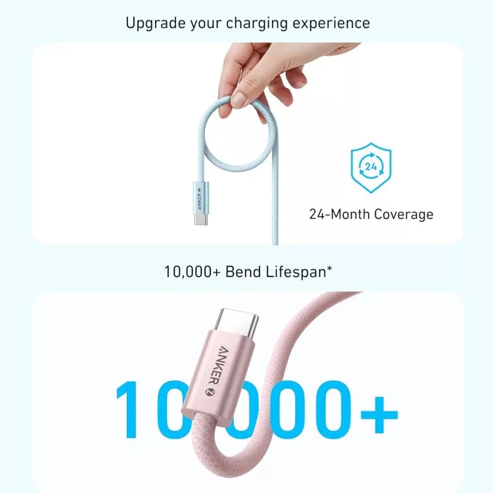 کابل تبدیل USB-C به USB-C انکر مدل Zolo A8060 طول 1.5 متر