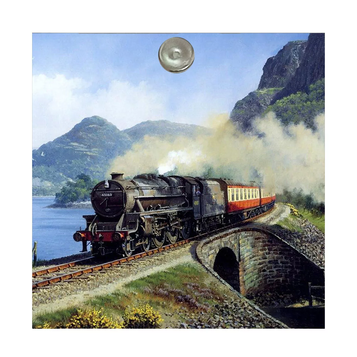 آینه آرایشی جیبی طرح منظره ریل قطار مدل A163