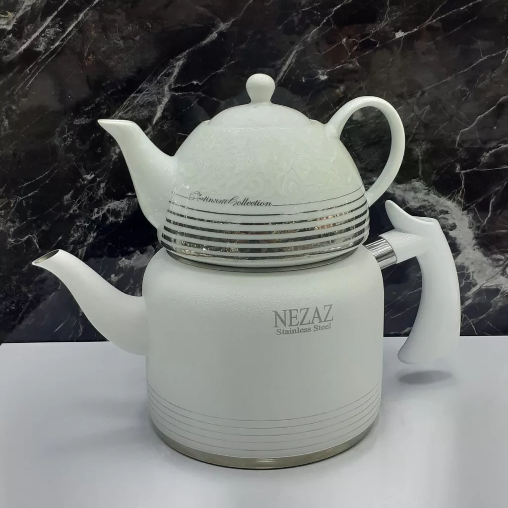 ست کتری و قوری نزاز مدل لوله دار طرح رنگی