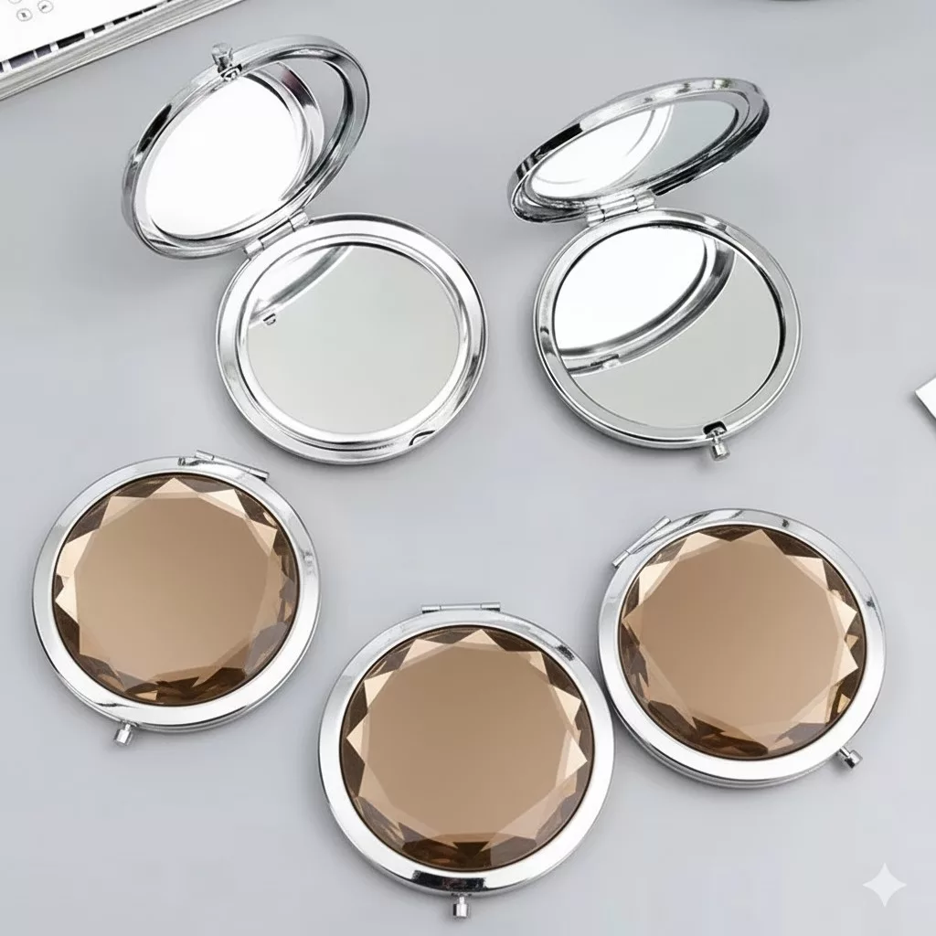 آینه آرایشی تاشو جیبی مدل کریستال کامپکت هانی