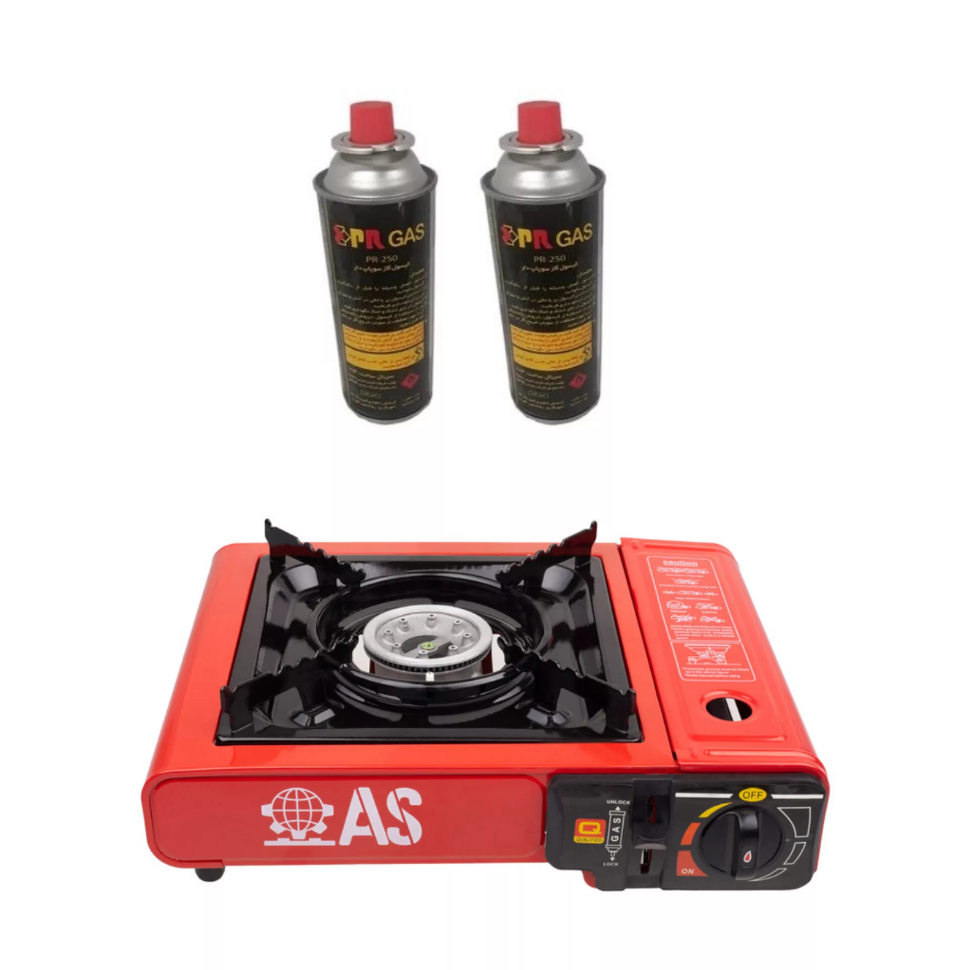 اجاق سفری مدل AS به همراه دو عدد کپسول گاز سفری