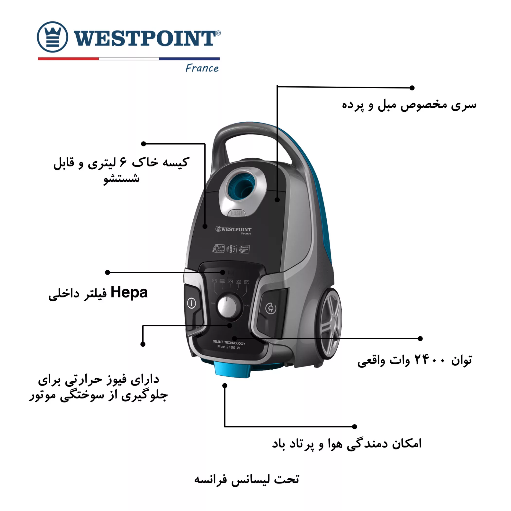 جاروبرقی وست پوینت مدل WVMP-3024