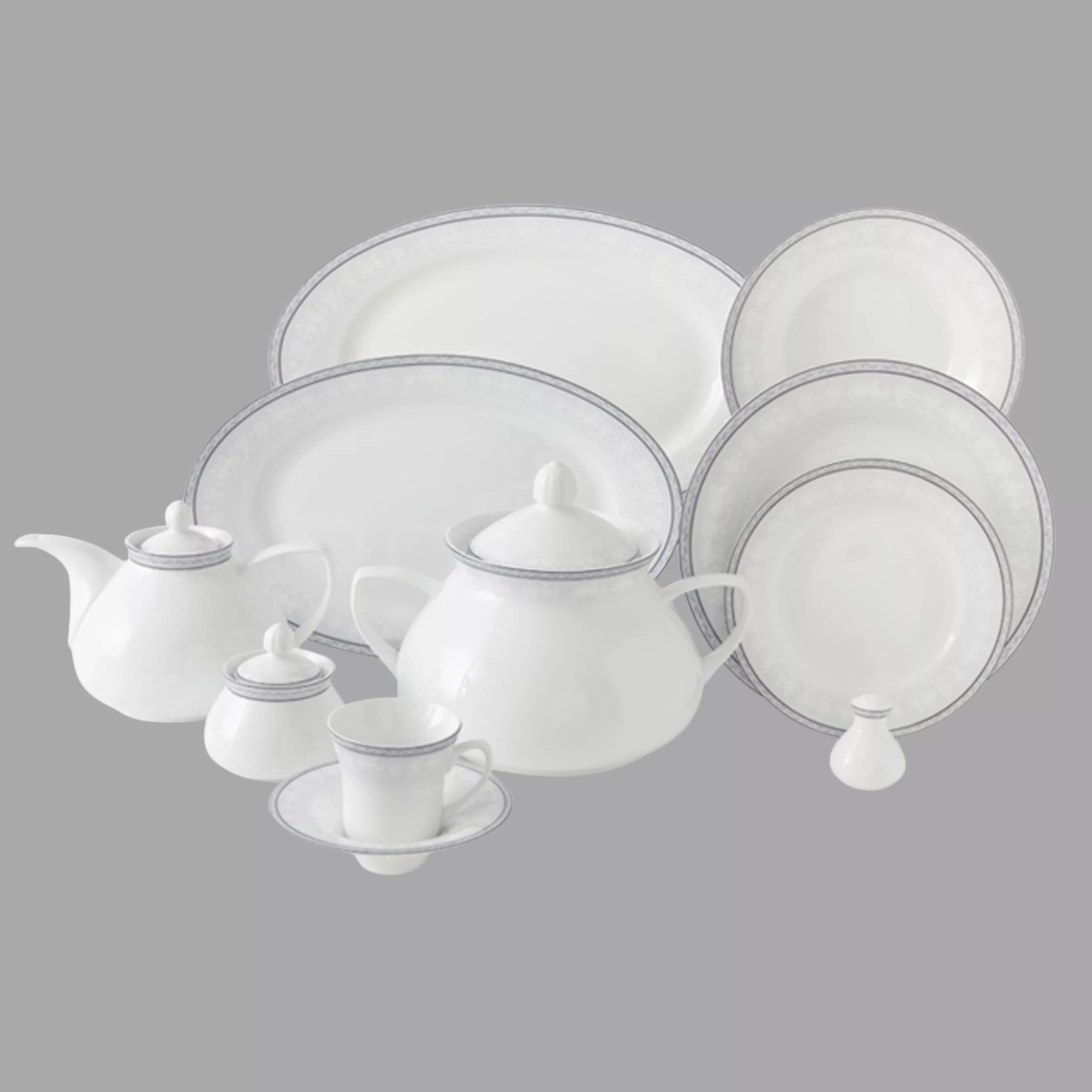 سرویس غذاخوری 108 پارچه 12 نفر چینی زرین ایران مدل وایت رز سری شهرزاد درجه یک