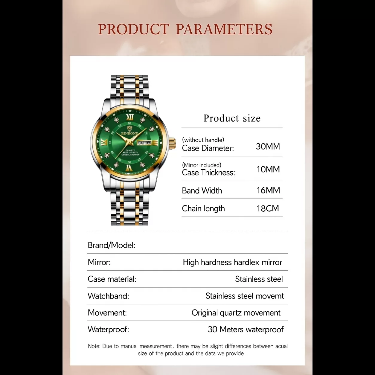 ساعت مچی عقربهای کوارتز زنانه بین باند مدل لوکس کلاسیک دی دیت بند طرح بافت قفل مخفی کد ۸