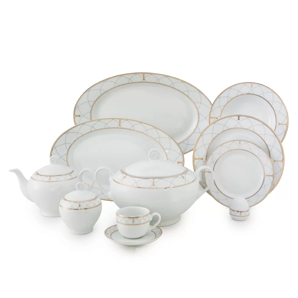 سرویس غذاخوری 102 پارچه چینی زرین ایران سری ایتالیا اف مدل رومانا درجه یک