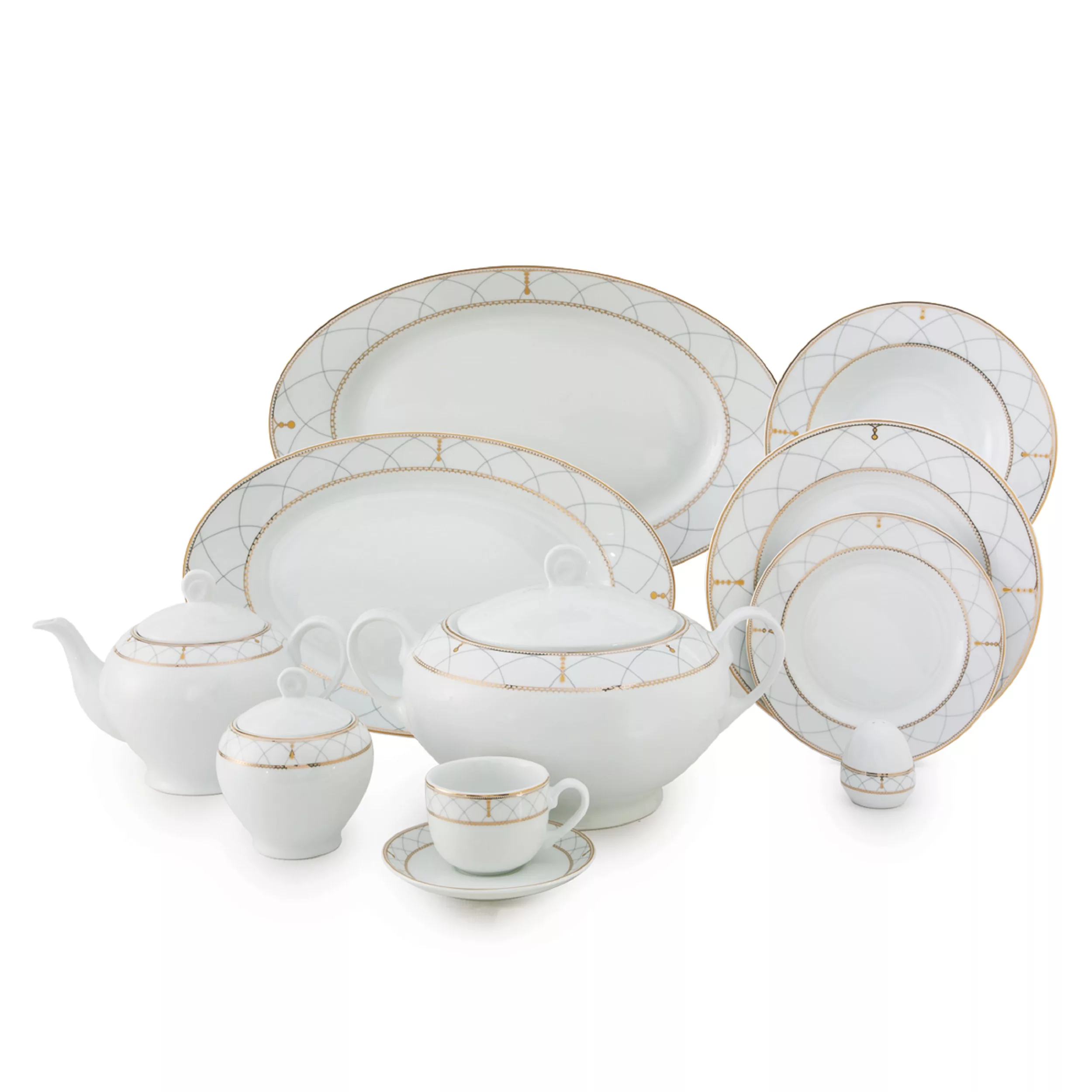 سرویس غذاخوری 102 پارچه چینی زرین ایران سری ایتالیا اف مدل رومانا درجه یک