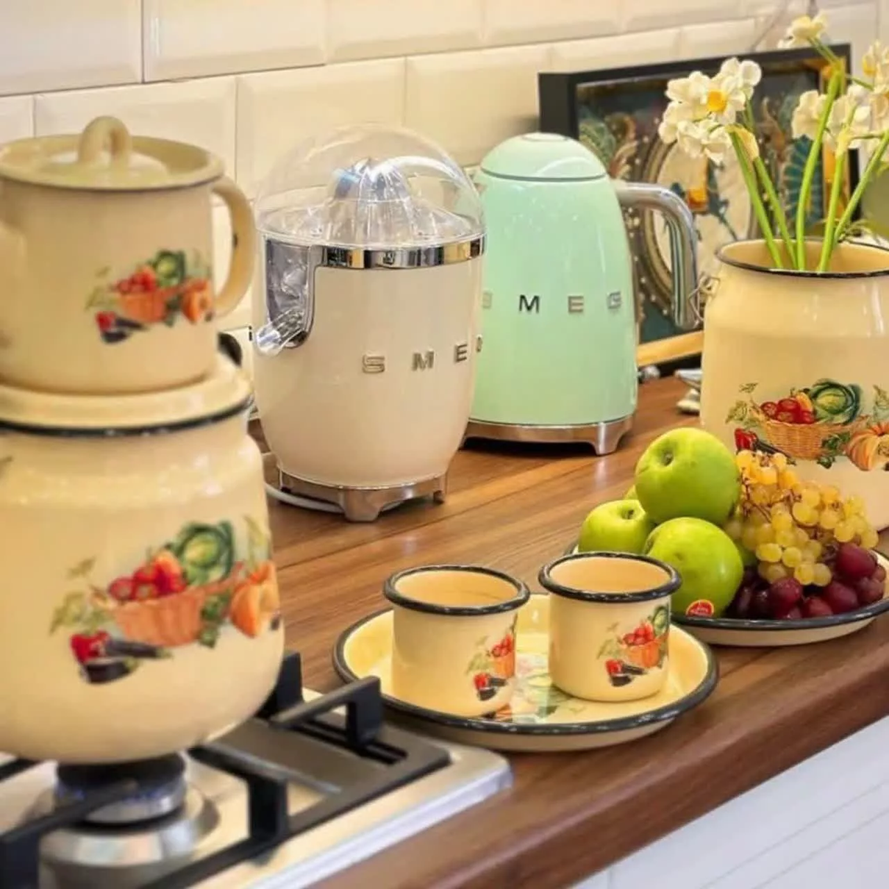 ست کتری و قوری مدل لعابی طرح کدو