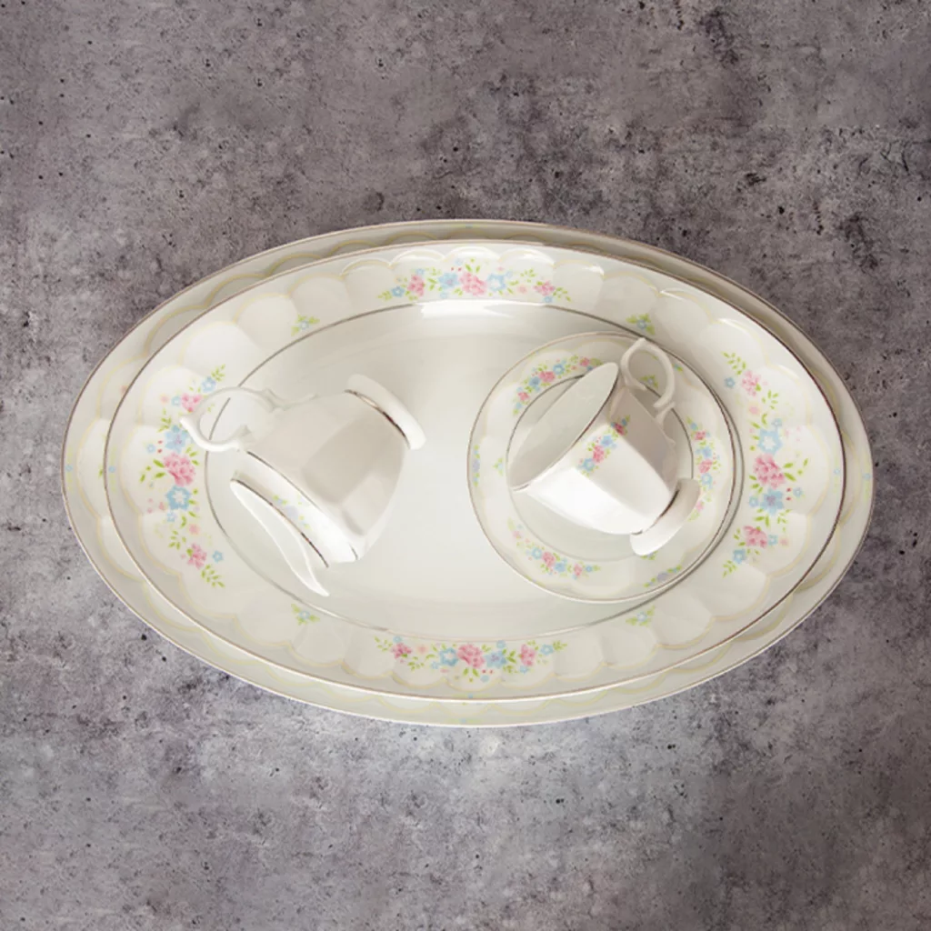 سرویس غذاخوری چینی زرین ایران مدل 103 پارچه نئوکلاسیک گلاریس درجه عالی