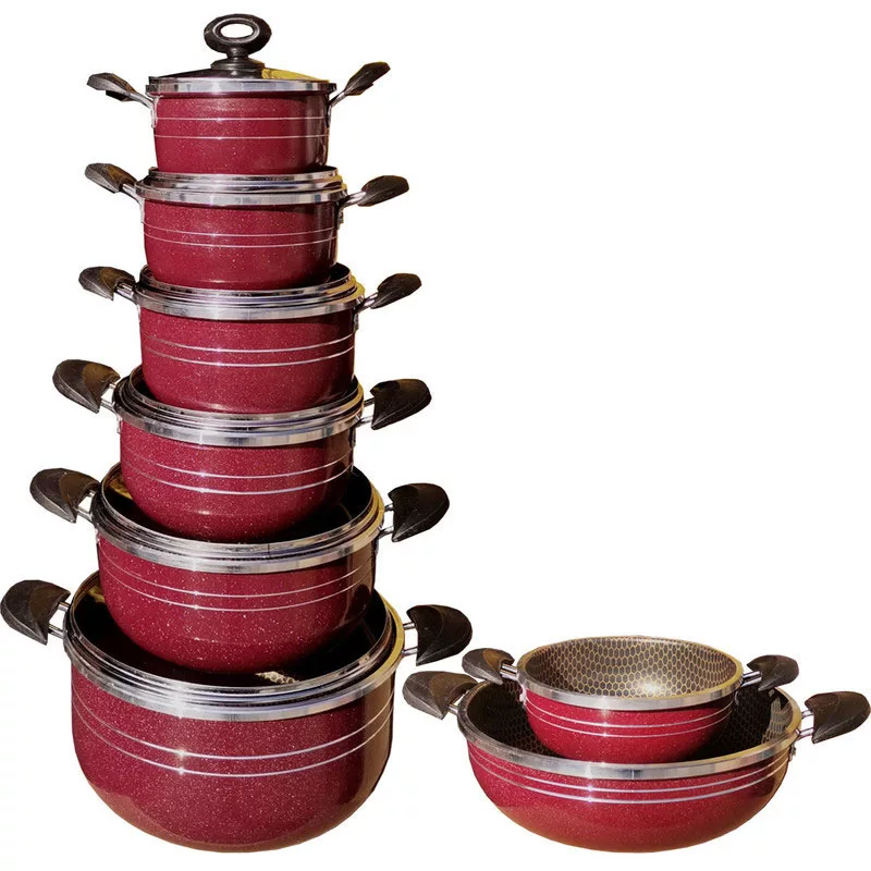 سرویس پخت و پز 14 پارچه هلنا طرح چدن مدل زنبوری