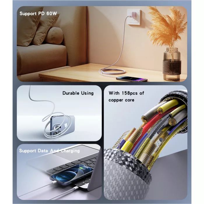 کابل  USB-C یسیدو  مدل CA163 طول 1.2 متر