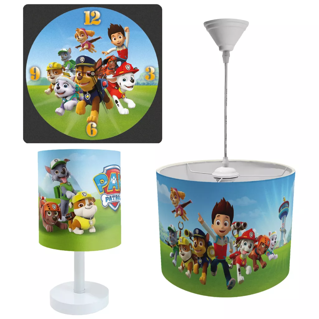 لوستر و آباژور کودک طرح سگ های نگهبان مدل LBR-SET-021 به همراه ساعت