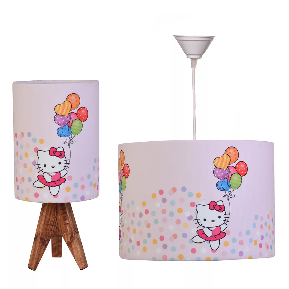 ست لوستر و آباژور کودک مدل هلو کیتی