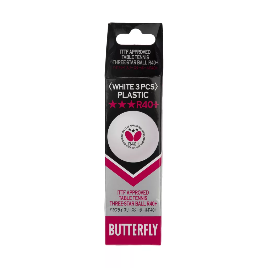 توپ پینگ پنگ باترفلای مدل +R40 سری Three Star بسته 3 عددی