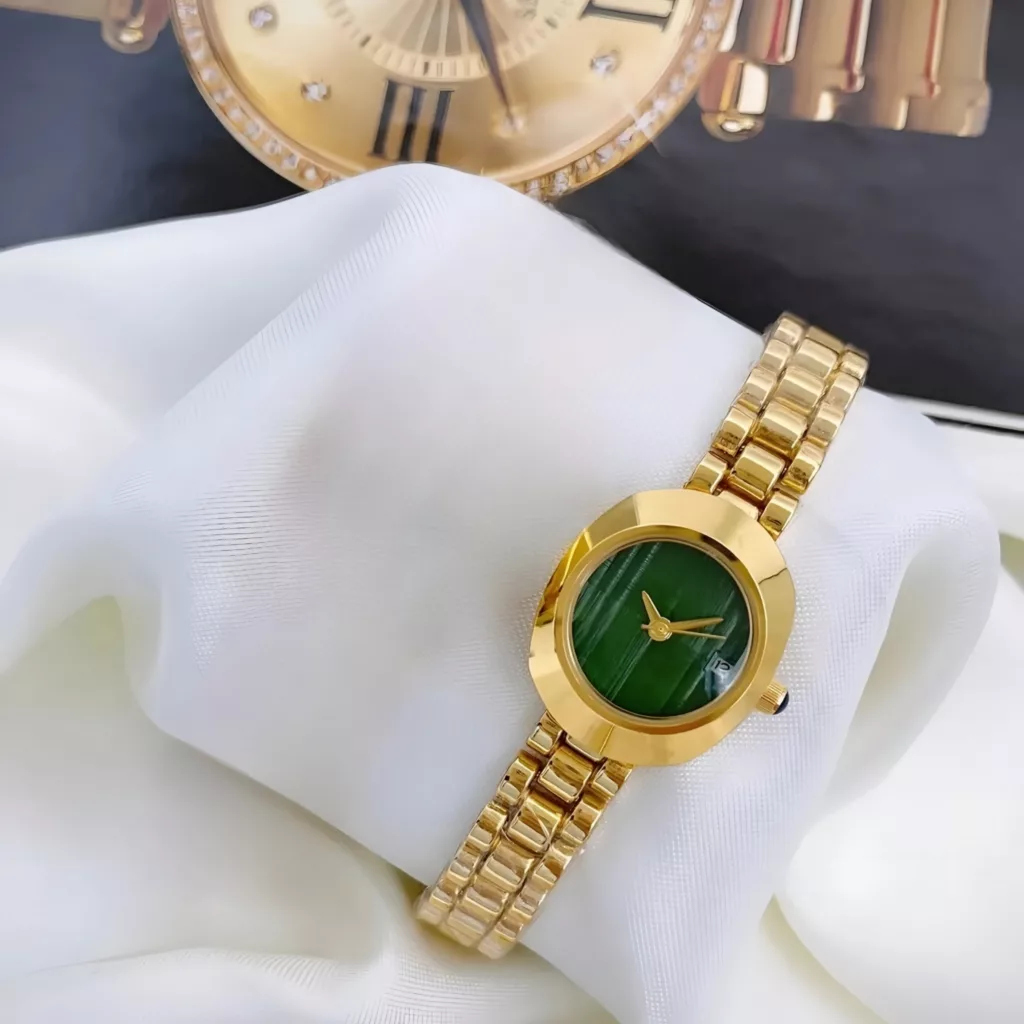 ساعت مچی عقربه‌ای کوارتز زنانه مدل لوکس بند استیل تقویم دار قفل دستبندی کد ۱