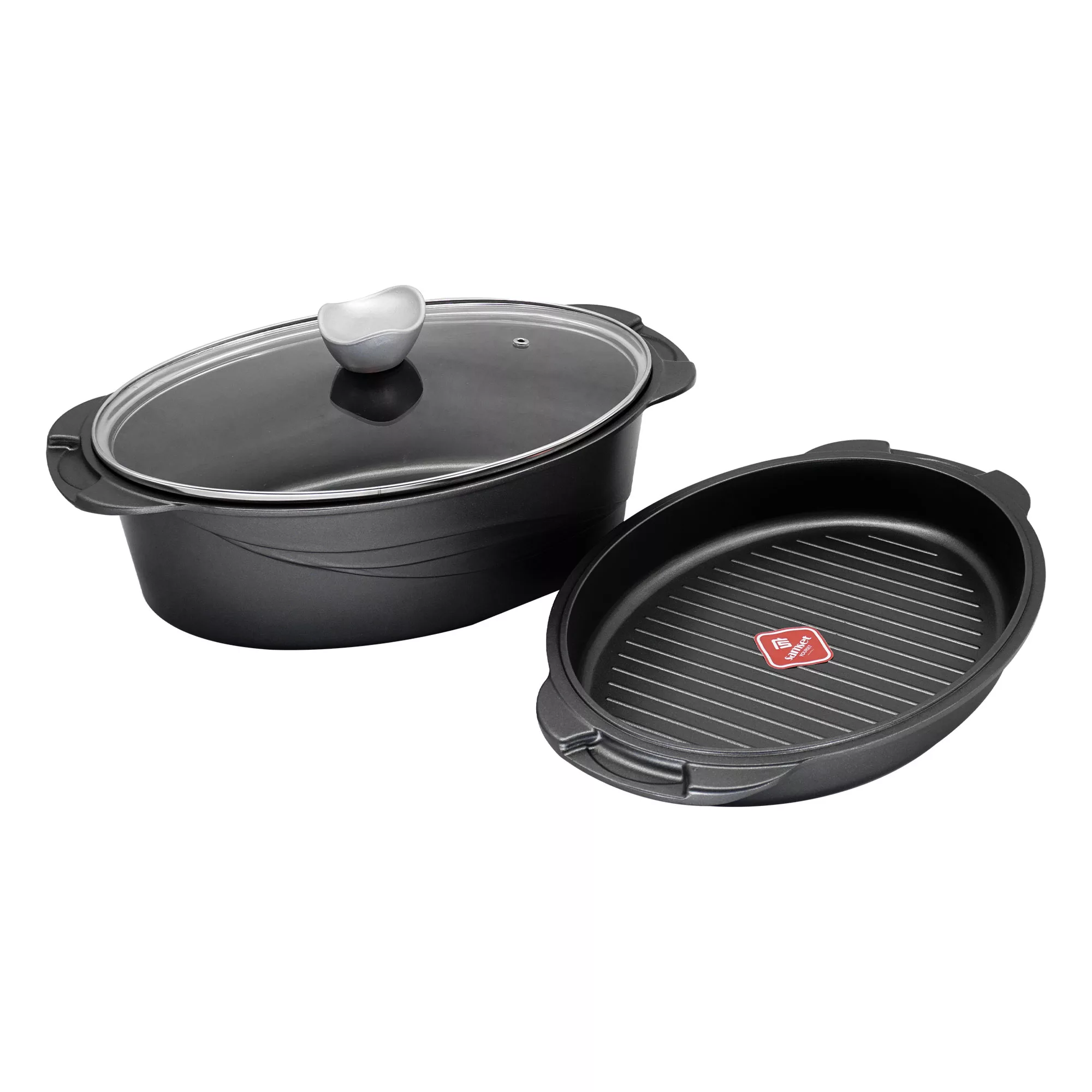 سرویس تابه تفلون 3 پارچه سام ست مدل مرغ و ماهی