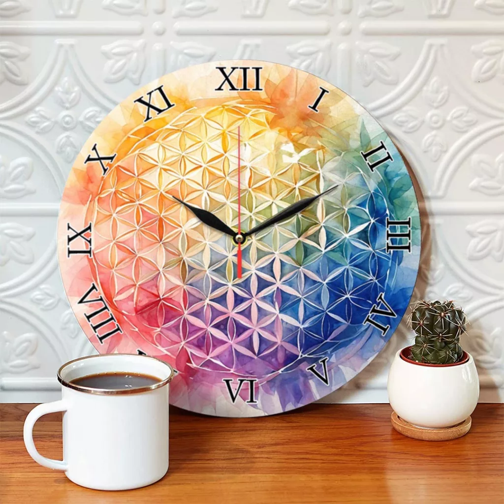 ساعت دیواری طرح گل انتزاعی رنگارنگ کد 1440