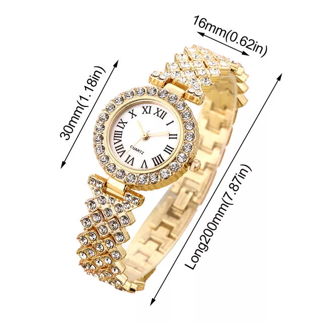 ساعت مچی عقربه ای زنانه مدل فول نگین استون دستبندی T