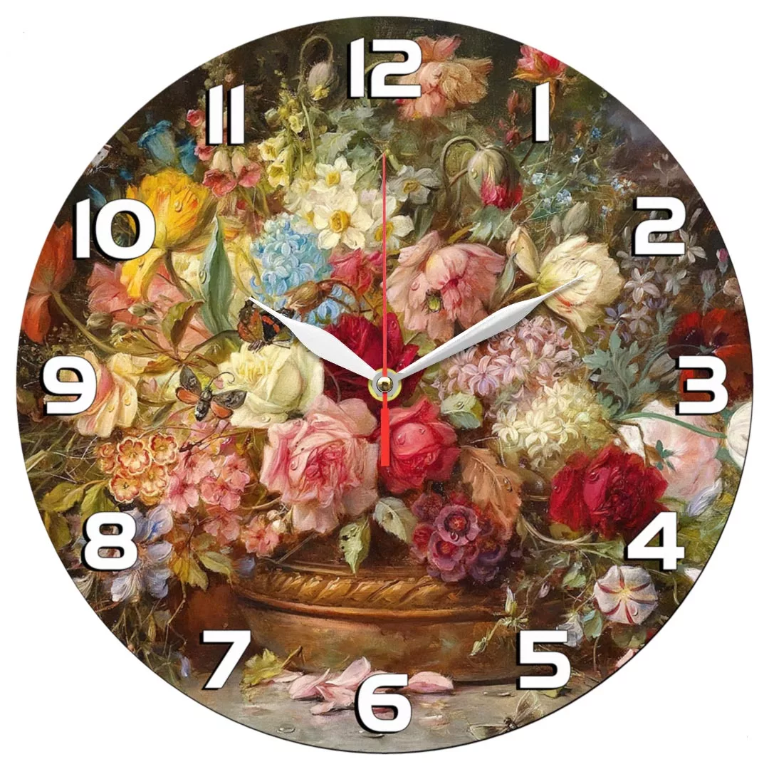 ساعت دیواری طرح گلدان گل کد 1355