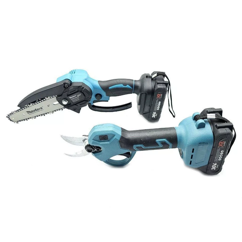 کیت اره زنجیری شارژی و قیچی شارژی مستر مدل 36V مجموعه دو عددی