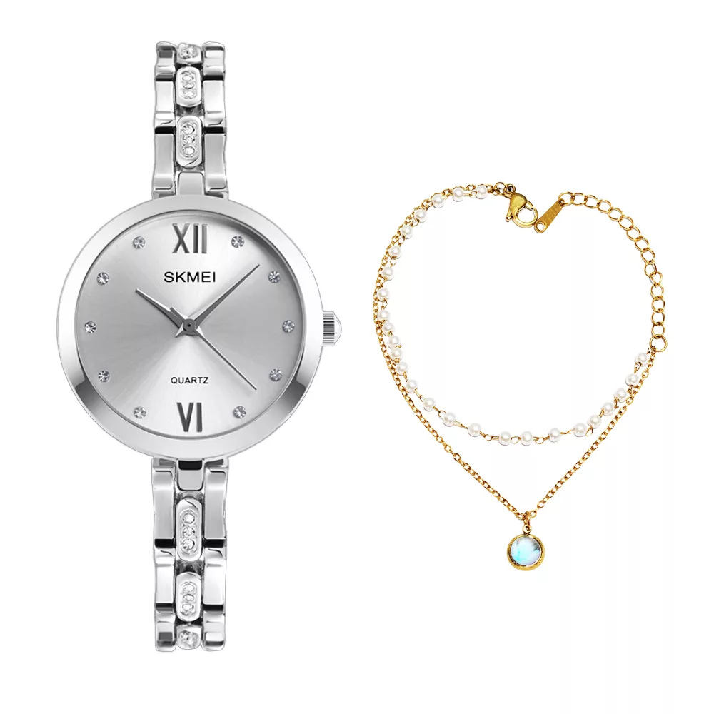 ساعت مچی عقربه‌ای زنانه اسکمی مدل 1225SI-Verganti به همراه دستبند