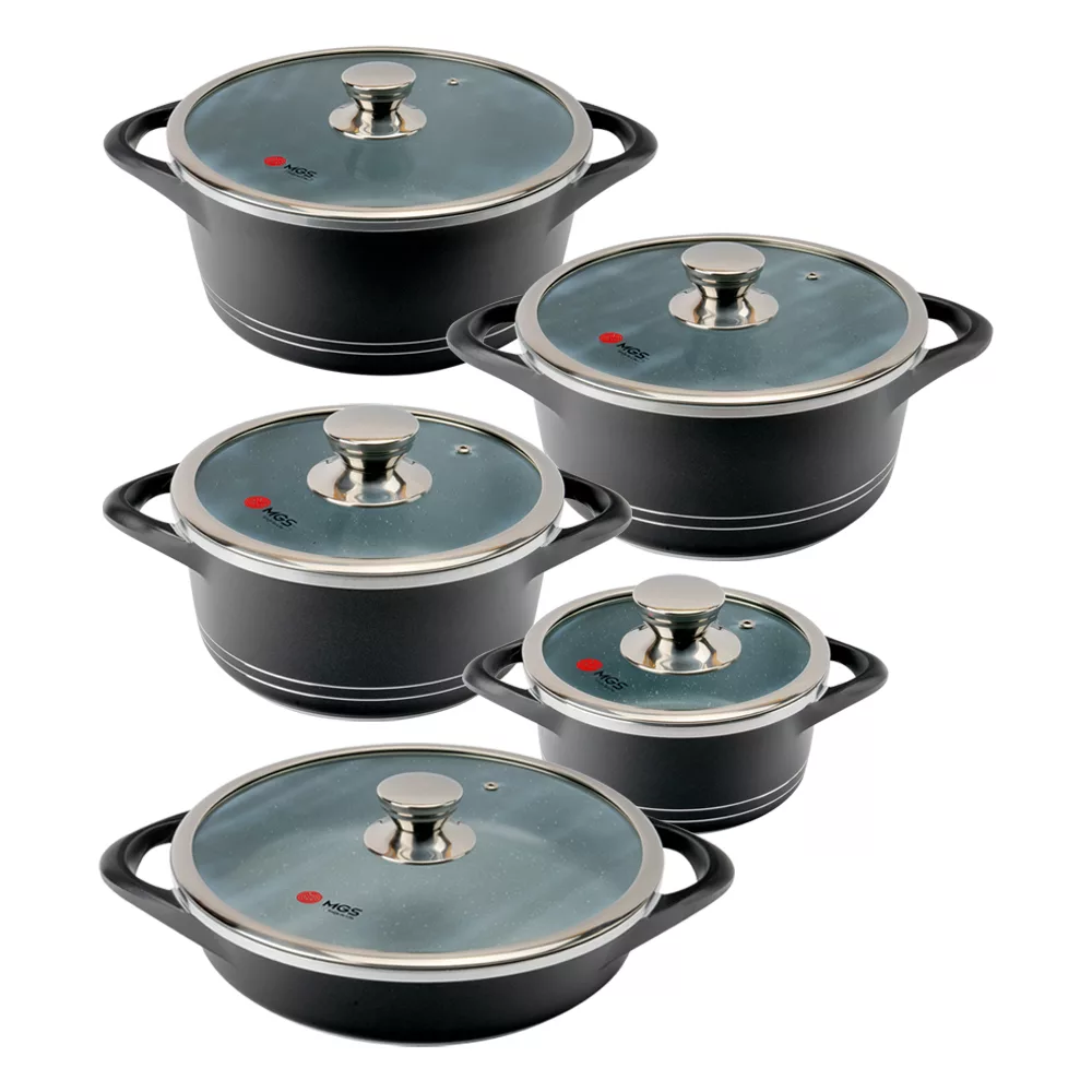 سرویس قابلمه و تابه استیل 10 پارچه ام جی اس مدل ایتالیا B کد IB1019