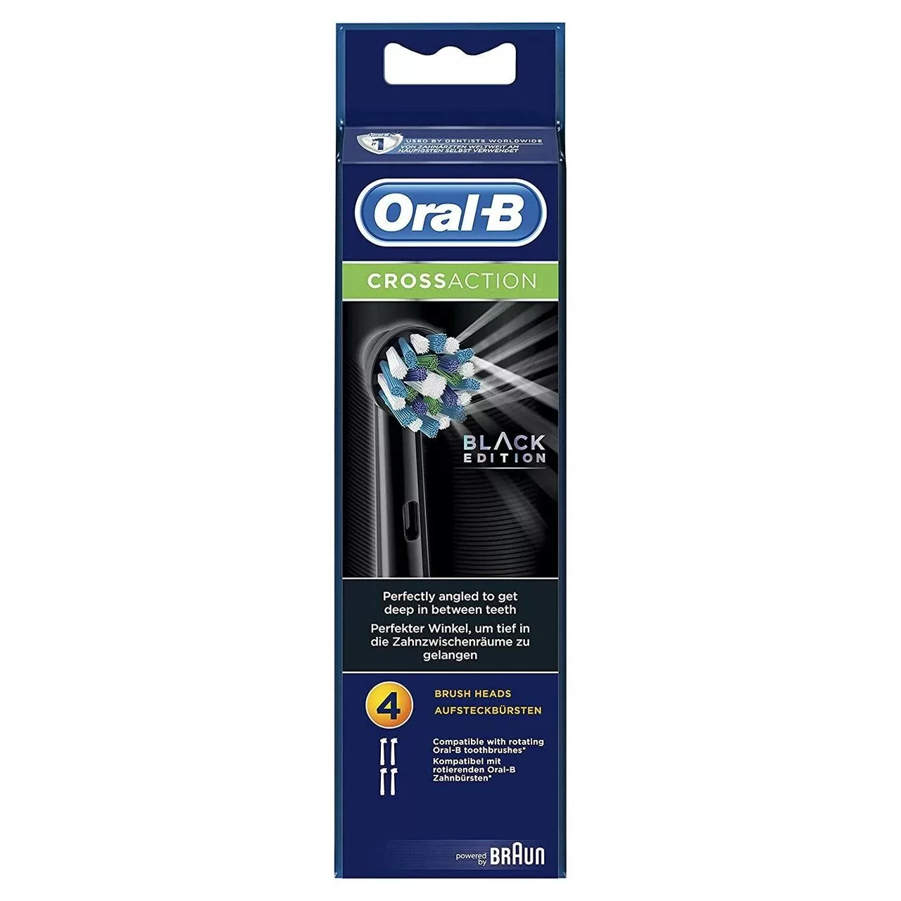 سری یدک مسواک برقی اورال-بی مدل Cross action Black Edition بسته 4 عددی