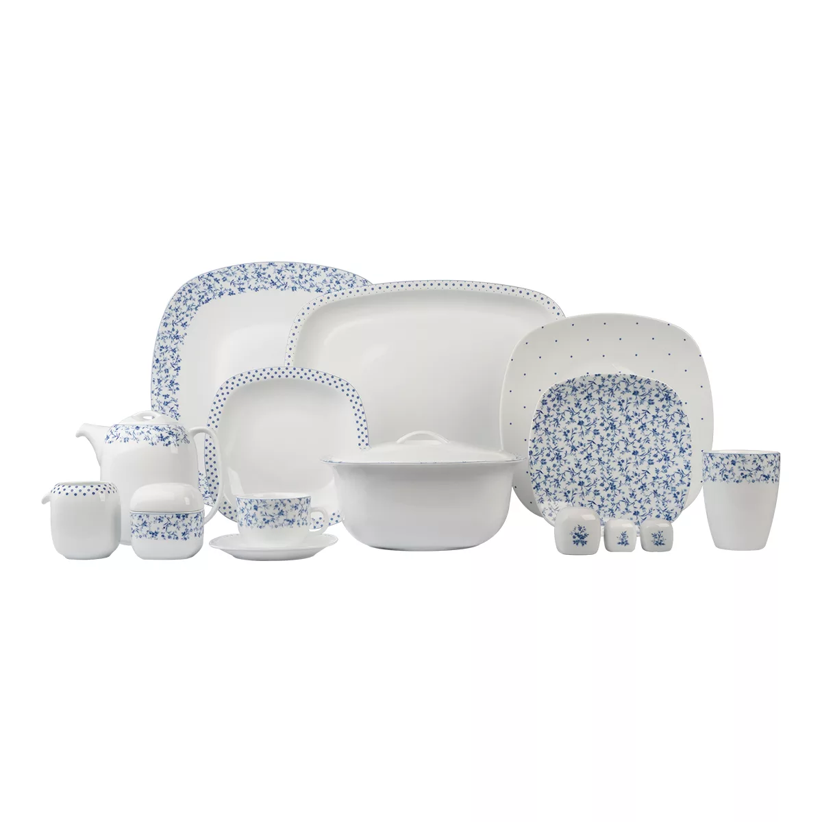 سرویس غذاخوری 98 پارچه 12 نفر چینی زرین ایران مدل کواترو ورنیکا درجه یک